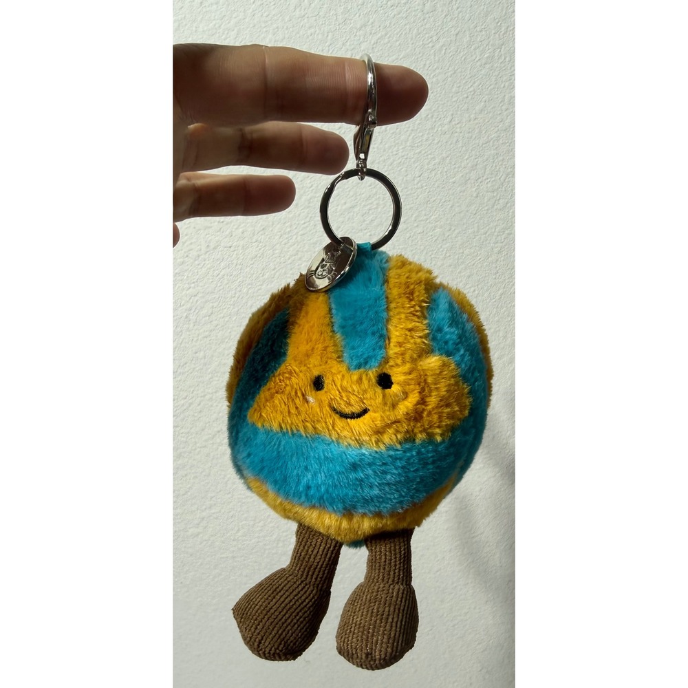 Jellycat Amuseable Volleyball Bag Charm Blue Yellow Plush Keychain Sport